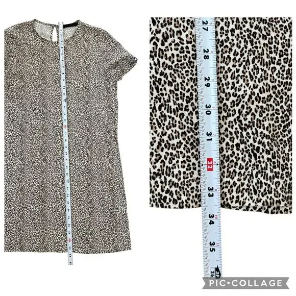 Jenni Kayne Leopard Print T Shirt Dress Mini Casual Oversized Animal Size XS - Picture 14 of 16